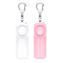 Safe Sound Personal Alarm Keychain for Women Protection - AMIR Safety Siren Keychain Loud Alarm - Personal Alert Device with LED Light - 130 dB Emergency Security Alert Key Chain Whistle, Pink&White