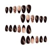 Press on Nails Medium Almond Fake Nails Brown French Tip