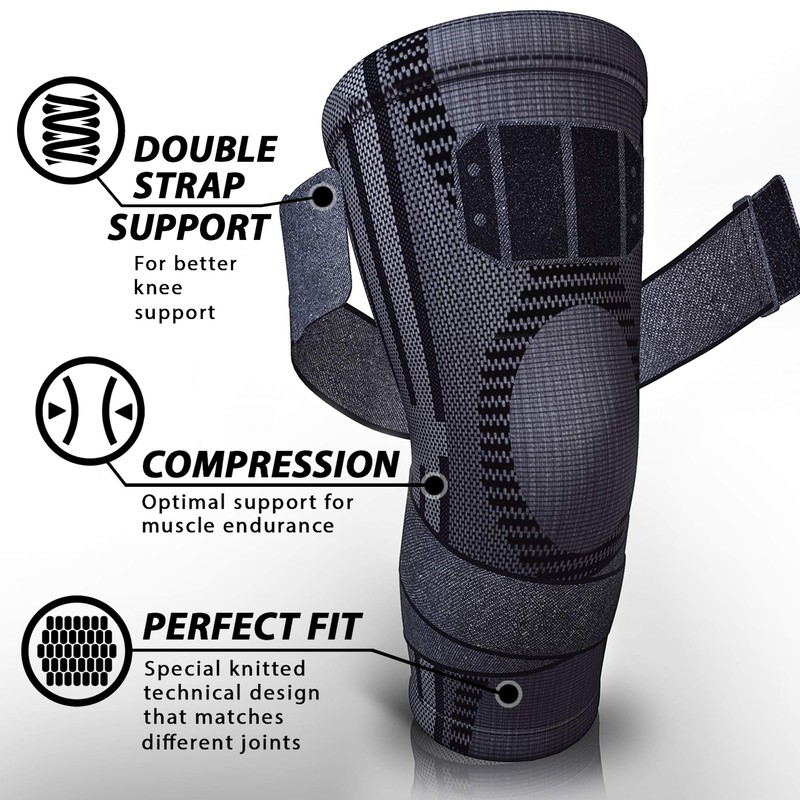 PURE SUPPORT Knee Brace Sleeve with Strap Compression Patella Stabilizer