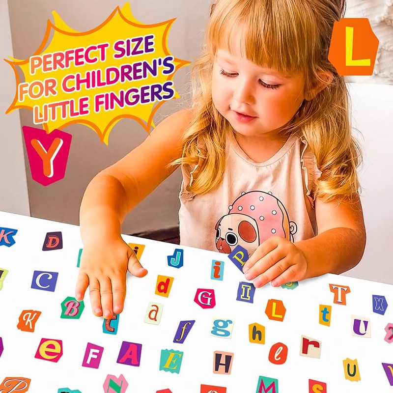Buer Homie 50 PCS Alphabet Decals, Learning Letter Waterproof Stickers