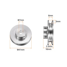 HARFINGTON V-Type Pulley 7mm Bore 41mm Outer Dia Single Groove Aluminum Alloy for 4-5MM PU Round Belt Motor Shaft Drilling Machine