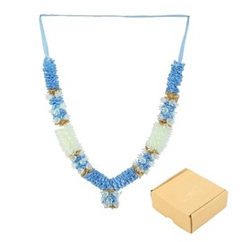 Artificial Mala Flowers Ribbon Garland Large Mala for Idol-Mala for God Pooja Sringar Article Ornament for Multipurpose Indian Traditional Festival Ganesha Decoration (Size: 15 Inches) (Blue and White