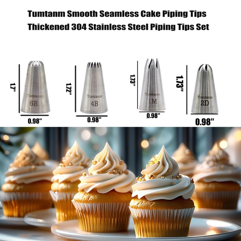 #1M #2D #4B #6B Large Piping Nozzles, 4 pcs Stainless