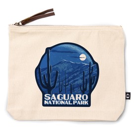 Lantern Press Saguaro National Park, Arizona, Rincon Peak, Night Sky, 100% Cotton Zipper Pouch, Travel Accessory, Go Bag
