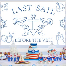 Jollyboom Last Sail Before The Veil Bachelorette Party Decorations, Last Sail Before The Veil Backdrop Banner Nautical Bachelorette Bridal Shower Engagement Party Supplies Photo Background