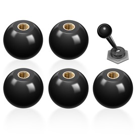 ITSOGOO Pack of 5 M10 x 40 mm Ball Knobs, Black Ball Knobs, Ball Handle with Built-in Copper Thread, Round Ball Bakelite Lever Knob for Machine Tool Replacement