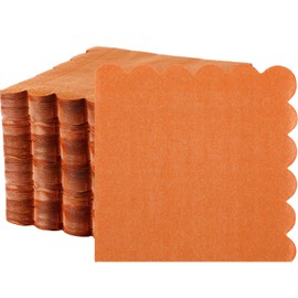 Fuutreo 200 Pcs Scalloped Cocktail Napkins Thick Paper Napkins Disposable Party Napkins Beverage Napkins for Wedding Dinner Birthday Supplies, 5 x 5 Inch (Terracotta)