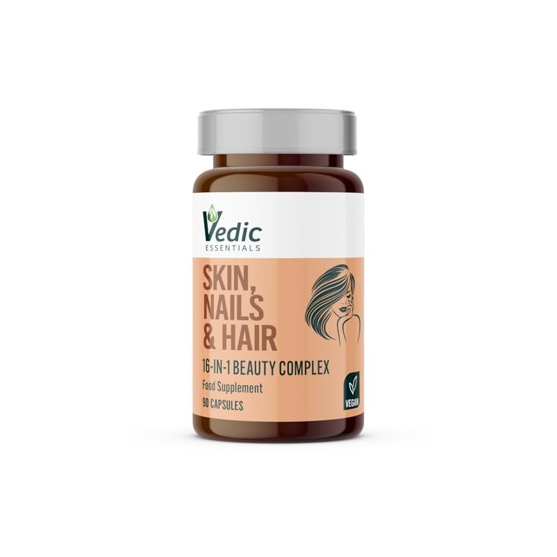 Vedic Skin Hair Nails Beauty Complex | 16-in-1 Vegan Capsules