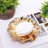 Soap Dish with Drain Ceramic Gold Lotus Leaf Soap Holder