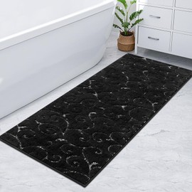 HEBE Bathroom Rugs Runner 60''x24'' Luxury Bath Mat Non Slip Long Bath Rugs for Bathroom Absorbent Microfiber Area Rug Runner Super Soft Machine Washable Plush Mats for Shower Floor