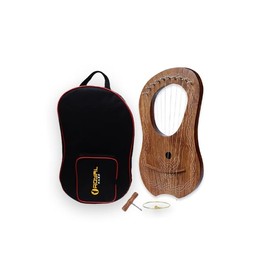10-String Lyre Harp, Rosewood with White Chain Design, Includes Carrying Bag