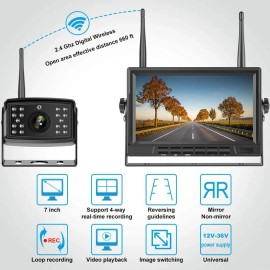Digital Wireless 7" Quad DVR Monitor 4CH Rear View Backup Camera Night Vision Waterproof for Truck Caravan RV Bus TrailerScreen Size: 7", ROM: 128G, RAM: Does not include an SD card