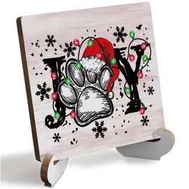 Christmas Decor Rustic Xmas Wooden Desk Decor Funny Seasonal Winter Holiday Christmas Decorations for Home Farmhouse Office Table Shelf Table Tiered Tray Merry Christmas Sign Plaque with Wood Stand 35