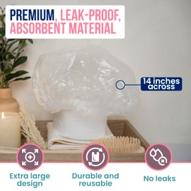 10 Pack Extra Large Shower Caps_Leak-Proof Hair Caps for Deep Conditioning Hair, Processing Caps for Hair & Hair Treatment_Plastic Caps For Big Hair, Long Locks & Dreadlocks with Absorbent Headband