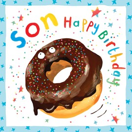 Twizler Son Birthday Card with Yummy Doughnut Design - Childrens Birthday Card for Son - Boys Card - Son Birthday Card for Kids