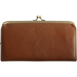 RafiCaro Women's Wallet, Genuine Leather, Long Wallet, Italian Leather, Thin, Coin Pouch, Card Holder, Large Capacity, Box-Shaped, Long Wallet, dark brown