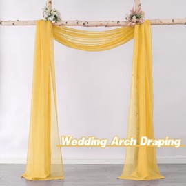 DONREN Amber Yellow Sheer Curtains Sheer Curtains Scarf Home Decoration - Semi Voile Scarf Valance for Wedding (1 Pack,W 52 x L 144 Inch)