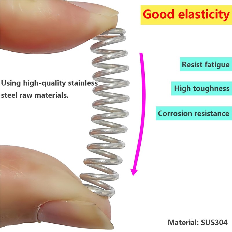Qrity 10Pcs Coil Extended Compressed Spring, Compressed Springs, Stainless Steel