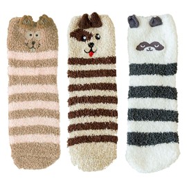 3 Pairs Women's Fluffy Socks, Soft Fuzzy Socks Winter Comfy Warm Fluffy Socks girls fluffy socks Coral Fleece Socks Animal Bed Socks for Women and Girls for Winter