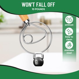 Agttete Danish Dough Whisk Stainless Steel Dough Whisk Dutch Bread Dough Hand Mixer Wooden Handle Kitchen Baking Tools Bread Making Tools and Supplies