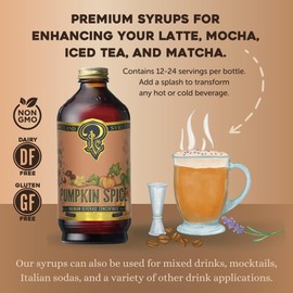 Portland Syrups Pumpkin Spice - Drink Mix for Exceptional Cocktails, Sugar Syrup for Drinks, Simple Syrup for Coffee, Mocktails, Baking, 12 oz, Pack of 2