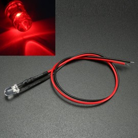 uxcell 10Pcs 5mm Pre Wired LED, Red DC9-12V Clear Lens, Light Emitting Diodes