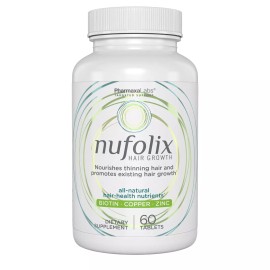 PharmaxaLabs Nufolix Hair Growth Supplement - Naturally Targets Thinning Hair 60 Tablets