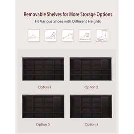 DINZI LVJ Shoe Storage Bench with Cushion, 16-Cubby Shoe Rack, Adjustable Shelves, Multifunctional Shoe Organizer Bench for Entryway, Mudroom, Hallway, Living Room, Bedroom and Garage, Espresso