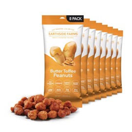 Earthside Farms Butter Toffee Peanuts 1oz, 8 Pack – Low Carb, Keto Friendly, Sweet & Crunchy Snack – Made with Natural Sweeteners & Vanilla Extract – Perfect On-the-Go Snack for Work, School, Travel