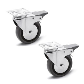 Ganter Normelemente Equipment castors, swivel castors with lock, 40 mm, 2 wheels, 60 kg, rubber wheel body, polypropylene, steel housing, GN 22870-40-G-LF-L-ST