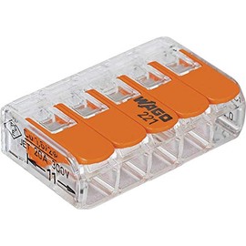 WAGO | Conector De Empalme Eléctrico De Palanca 5 Polos, 25 Pzs, 221-415, Conexión Segura Y Rápida