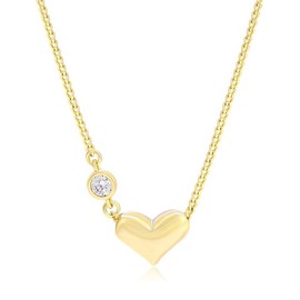 SugarTang Gold Heart Necklace for Women, 14K Gold Plated Alloy Charm Necklace With CZ Stone, Dainty Love Pendant Necklaces for Women