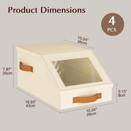 Homsorout Hat Organizer for Baseball Caps - 4 Pack Pull-out Stackable Baseball Cap Organizer, Fabric Foldable Hat Storage Box and Hat Rack Organizer for Closet, Bedroom, Cloakroom, Home Room, Beige