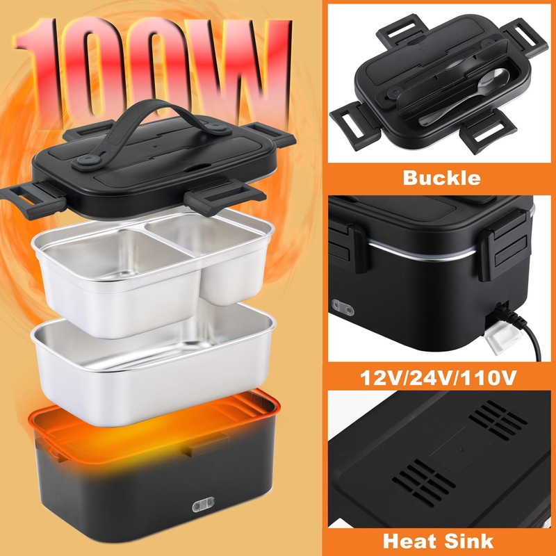 Nifogo Electric Lunch Box for Adults 100W with 2 Stainless