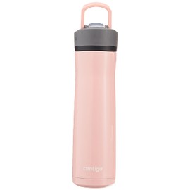 Contigo Ashland Chill - Botella de agua de acero inoxidable con tapa a prueba de fugas y popote, botella de agua con asa que mantiene las bebidas frías durante 24 horas y calientes durante 6 horas,