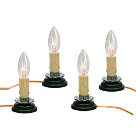 Goothy 3 Inch Electric Country Candle Lamps, Plug in Christmas Electric Window Candle Lamp with Black Plum Iron Base, 7W C26 Lights Bulb, 3'' Candlesticks with On/ Off Switch, Ivory- Set of 4