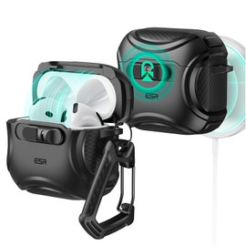 ESR for AirPods 4 Case, Compatible with AirPods 4 Generation Case (2024) (USB-C), Compatible with MagSafe, Drop-Proof Lock, Easy Open, Cyber Series, Black