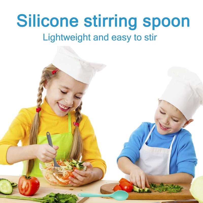 4 Pieces Small Silicone Nonstick Mixing Spoons, High Heat Resistant,Cooking