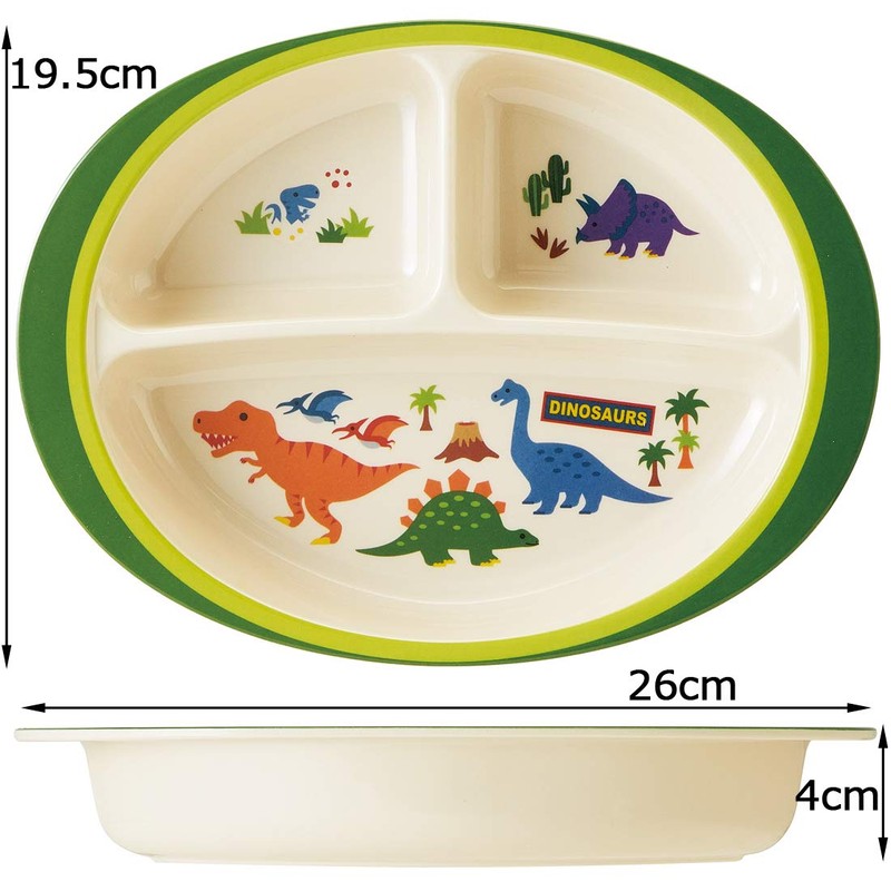 Skater M370-A Children's Plate, Melamine Lunch Plate, Dish, Dinosaurus, 25.5
