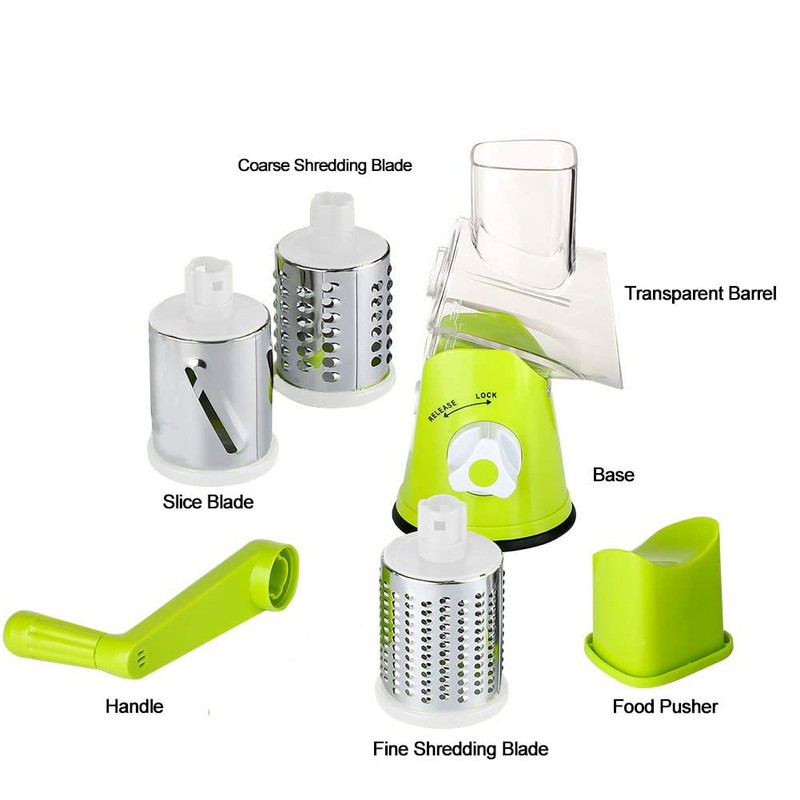 zalati Rotary Cheese Grater Vegetable Mandolin Manual Slicer Shredder with