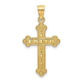 IceCarats 14K Solid Yellow Gold Faith Holy Cross Necklace Religious Chain Pendant Jesus Christ Charm Only