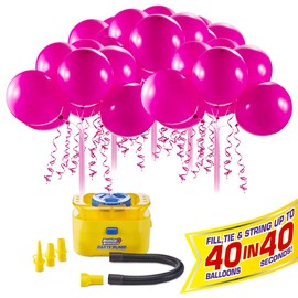 Bunch O Balloons Self Sealing Party Balloons with Portable Electric Air Pump Starter Pack by ZURU 40 Self-Sealing Pink Latex Balloons for Celebrations (Pink)