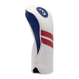 ProActive Sports | Vintage Golf Club Head Covers | for Drivers, Fairway Woods, and Hybrids | Classy Headcovers That Fit Most Clubs | Classic Leather Look | 3-Wood Headcover | Red, White, & Blue