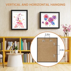 4 Pack Kids Art Frame, Kids Artwork Frames Changeable 8 x10.5 with Mat and 9 x12 Without Mat, Black Front Opening Children Picture Storage Frame for Wall Holds 50Pcs Crafts, Drawing, Art Projects