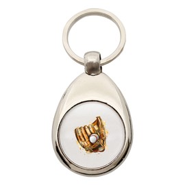 Huuraa Keyring Baseball Glove and Ball Player Colourful Silhouette Gift Shopping Trolley Token Baseball Glove and Ball Gift Idea, metal, Unit size