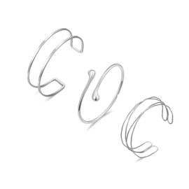 KONPJE Arm Cuff for Women Layered Armlet Open Adjustable Arm Cuff Gold Silver Upper Arm Cuff Bracelet Minimalist Armband Trendy Jewelry