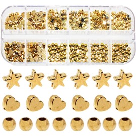 Rondelle Beads BetterJonny 300pcs Spacer Beads Round Ball Big Hole Beads with Elastic String DIY Beads for Jewelry Craft Making