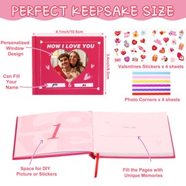 Affrolling Valentines Fill In The Blank Book Mini How i Love You Journal with Stickers Picture Corners DIY Wrote Love about You Book Valentines Gifts for Women Men Boyfriend,4.1" x 3.4" (Pink)