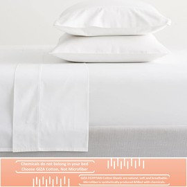 Mr Pandaa 100% Giza Egyptian Cotton Dreams Sheet Set, Long-Staple Cotton, 6 PC Giza-Bed-My-Sheets-&-Pillowcases, Sateen Weave Soft Silky Feel, Fits Mattress Upto 24'' Deep - White-Short Queen