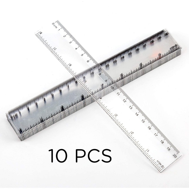LUTER 10 PACK Clear Plastic Ruler 20cm 8inch Straight Ruler